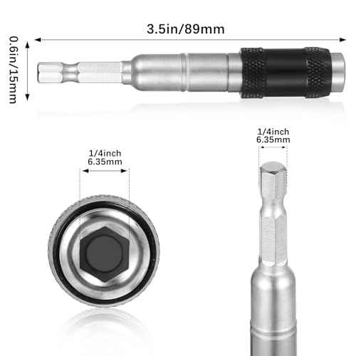 2PCS 90mm Drill Bit Extension Magnetic Drill Bit Holder Pivot, Flexible Impact Screwdriver Bits Knuckle Holder, 1/4" Hex Shank Pivoting Quick Release Bit Holder for Narrow Spaces or Corners