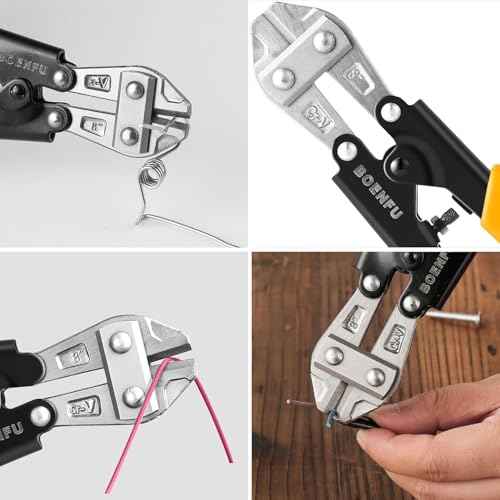 BOENFU Small Bolt Cutters 8 inches 210mm Heavy Duty Wire Cutters Spring Loaded Chrome Vanadium Steel Blade for Wire, Cables, Chains, Small Screws, Orange
