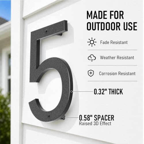 IVERRA 10 Inch Black House Numbers for Outdoors - Large Address Numbers, Model 2 - Modern Floating Design