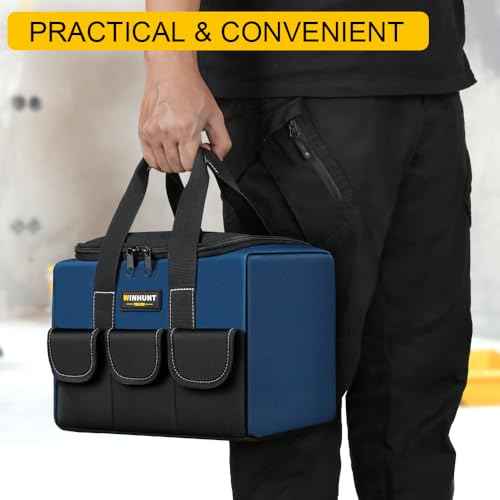 Small Tool Bag, Waterproof Tool Bag Organizer 1680D Tool Bags for Men Heavy Duty, with Multi-Pockets for Electricians, Blue