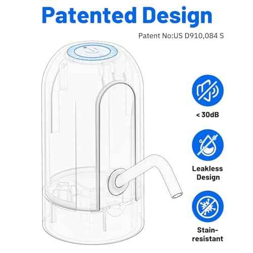 Myvision Water Dispenser for 5 Gallon Bottle, Portable USB Charging Electric Water Pump, Drinking Water Jug Pump for Home, Kitchen, Living Room, Office, Camping, Universal for 3-5 Gallon (Black)