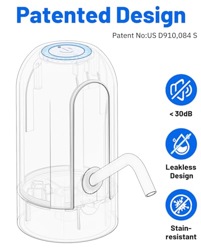 Myvision 5 Gallon Water Dispenser Pump Black Portable USB Rechargeable