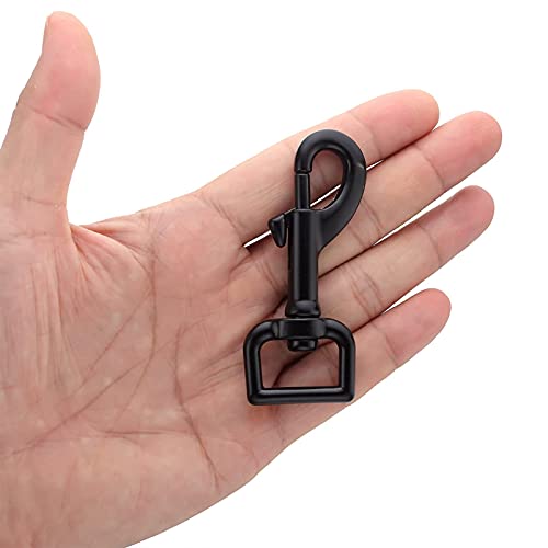 Heavy Duty Black Swivel Eye Bolt Snap Hooks - 3/4" Pack of 4 for Dog Leashes & Crafting
