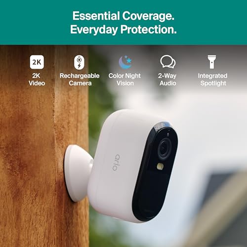Arlo Essential Wireless Security Camera 2K (3rd Gen) - 3-Pack White, Battery Powered, with 1-Month Secure Plan Trial