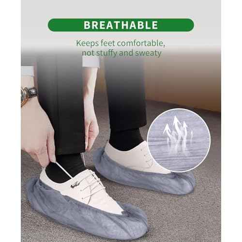 50Pcs(25 Pairs) Non-Woven Shoe Covers Disposable Non Slip for Indoors, Breathable | Durable | Boot Covers, Fits Up to Size 13 US Men (Gray)