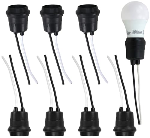 Harrier Hardware Weatherproof E26 Pigtail Lamp Sockets 8-Pack - Outdoor Lighting