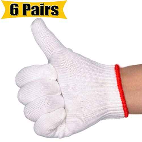 Hand Working Gloves Safety Grip Protection Work Gloves Men Women BBQ Thick Cotton (Pack of 6 Pairs)