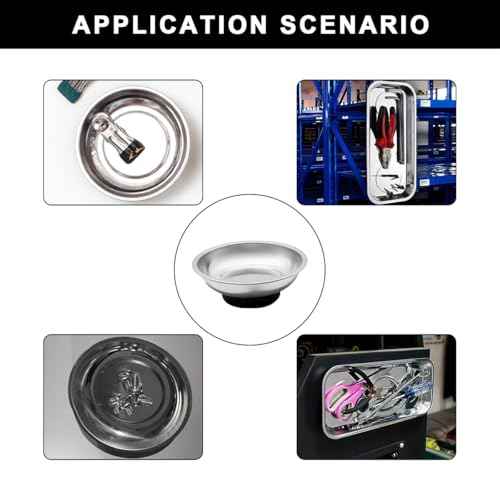 2 PCS Magnetic Parts Tray Set, Stainless Steel 3" Round Magnetic Bowl Trays for Mechanic's, Magnet Tool Parts Tray for Screws, Bolts, Nuts, Washers, Pins, Metal Parts