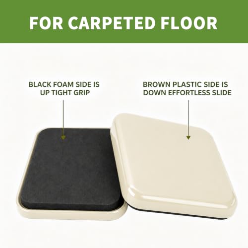 Yelanon 20 Pcs 3.5-Inch Furniture Sliders for Carpeted Floors - Heavy-Duty Moving Pads