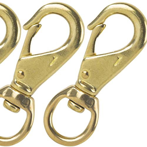 Solid Brass Swivel Snap Hooks Clips 3¼ Inch Heavy Duty Hardware Pack of 4