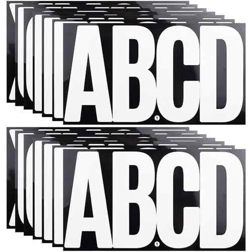 White Large Vinyl Letter Stickers - 6 Inch Self-Adhesive Alphabet & Punctuation, 14 Sheets