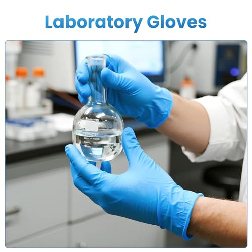 Borje Nitrile Disposable Gloves, Medical Exam Gloves, 100 Count, Blue, Large, Latex & Powder-Free, Food Safe, Cleaning, Cooking, Lab & Tattoo