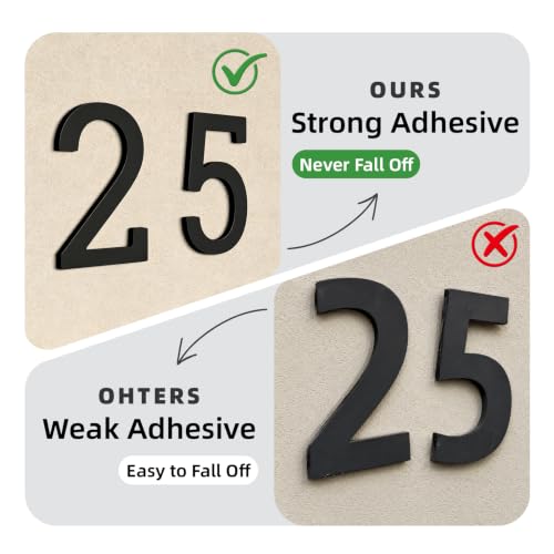 Black 4-Inch Acrylic House Numbers Self-Adhesive for Exterior Mailboxes