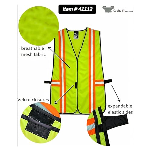 G & F Products High Visibility Reflective Safety Vest with Multi-Function Pockets ANSI Class 2