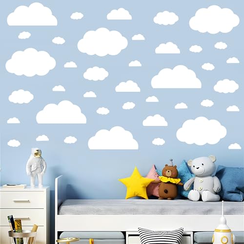 AOWDIAO Cloud Wall Decals - 40 Peel & Stick Clouds for Nursery & Bedroom - Cloud Variation