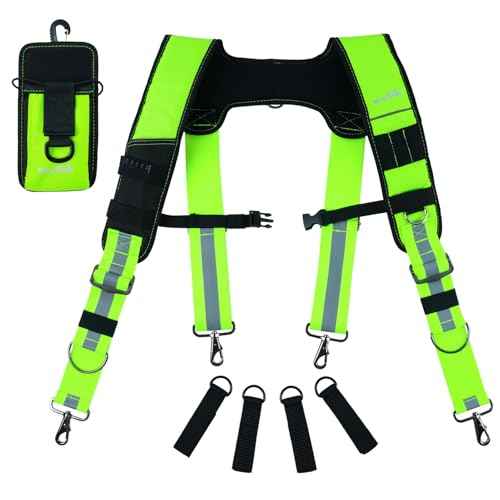 MELOTOUGH Tool Belt Suspenders Construction Bag Suspenders Padded Work Belt Hi Vis Suspenders for Carpenter/Electrician