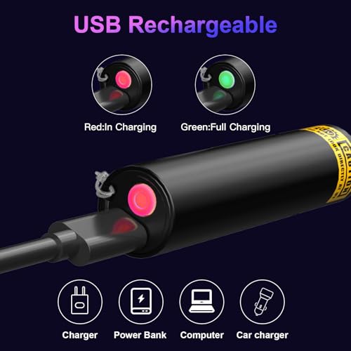 COSOOS 2 Pack UV Flashlight, 365nm USB Rechargeable Black Light Flashlight, Mini Handheld Detector for Dog Cat Urine, Pet Stains, Scorpions, Resin Curing