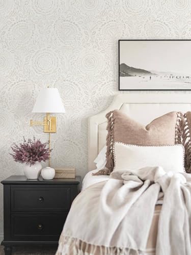 Ismoon Peel and Stick Floral Wallpaper Beige 17.3