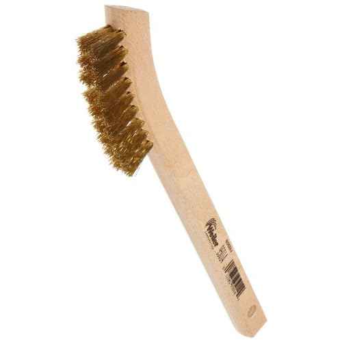 Weiler 95014 Small Hand Wire Scratch Brush, Brass Fill, Wood Block, 2 X 9 Rows, Made in the USA