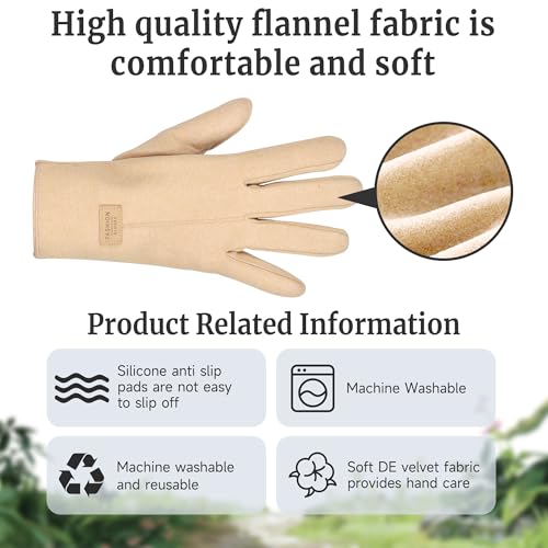 2 Pcs Castor Oil Pack Wrap for Hands, Organic Castor Oil Wrap Castor Oil Gloves for Wrist Arthritis and Carpal Tunnel Khaki(Oil are Not Include)