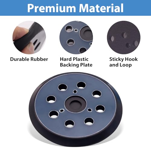 5" Replacement Sander Pad for Makita, 5 Inch 8 Hole Hook and Loop Sander Pads for Makita BO5010, BO5030K, BO5031K Compatible with DeWalt D26451,D26453, Porter Cable 382(1 Pack)