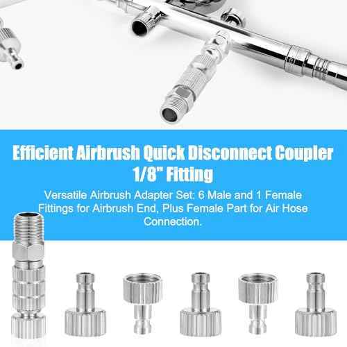 6 Pack Airbrush Quick Release Disconnect Adapter Release Disconnect Fitting Connector Male and Female Connections Adapter Adjustable Control Valve Airbrush Accessories