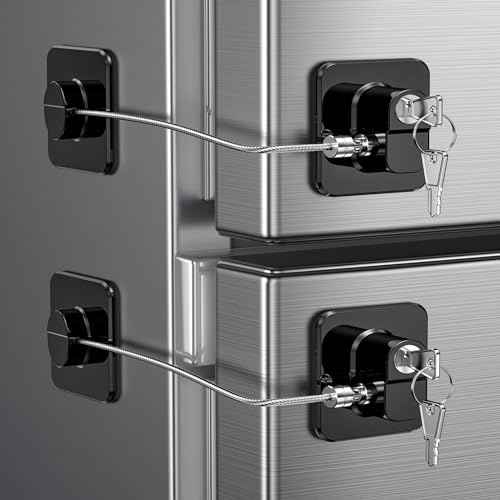 2 Pack Refrigerator Door Locks, Child Proof Fridge Lock for Kitchen Freezer, Cabinets and Drawers, Air Oven Air Fryer, Closets, Windows, Doors-No Tools Need or Drill (Patent)