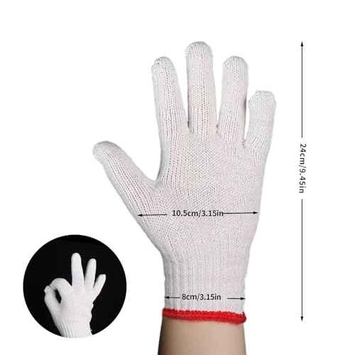 12 pairs (747g) labor protection cotton gauze gloves, woven work gloves, barbecue protective gloves thickened lining gloves industrial rope safety grip protection soft gloves., Large