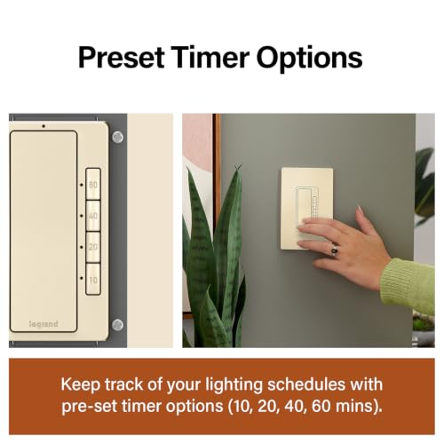 Legrand Radiant Digital Countdown Timer Switch 4-Settings Light Almond 1PK
