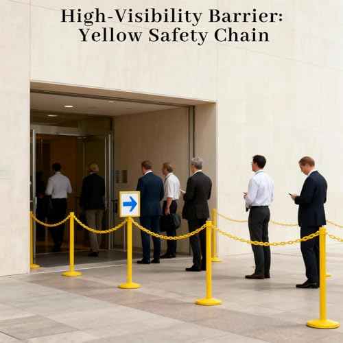 Plastic Chain, 110 FT Yellow Plastic Chain Links, Durable Plastic Safety Chain Barrier with 40 Hooks for Crowd Control, Private Property, Parking Lots, Driveways, Queue Line and Construction Sites