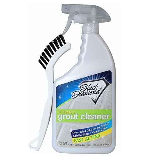 Black Diamond Ultimate Grout Cleaner: Best Cleaner for Tile,Ceramic,Porcelain, Marble Acid-Free Safe Deep Cleaner & Stain Remover for Even The Dirtiest Grout. (1-Quart/1-Brush)