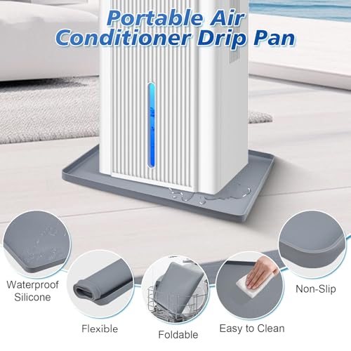 Gray 18''x15'' Dehumidifier Drip Pan Mat with Raised Edge - Leak-Proof Silicone