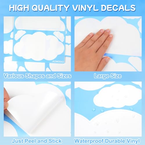AOWDIAO Cloud Wall Decals - 40 Peel & Stick Clouds for Nursery & Bedroom - Cloud Variation