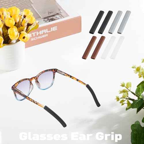 Anti-Slip Glasses Ear Cushion, Silicone Eyeglasses Temple Tips Sleece, Soft Glasses Grip, Comfort Eyeglass Cushions, Eyeglass Grips for Men, Women, Glass Accessories (3 White Pairs)