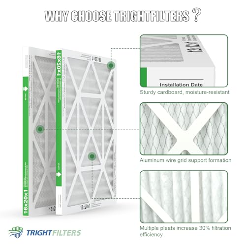 TRIGHTFILTERS 16x20x1 MERV 8 Air Filter Replacement Pack - 4 Pack