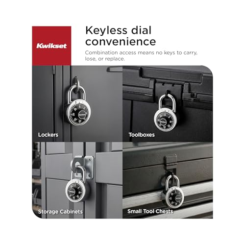 Kwikset Black 3-Digit Combination Dial Padlock - Steel Body, Locker Size