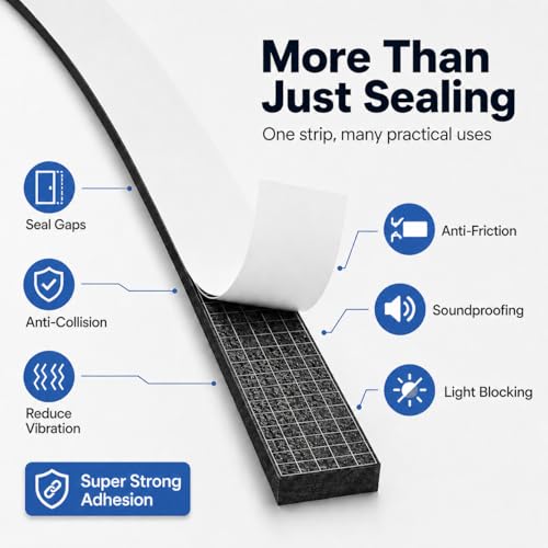 Bantie 33FT Black EVA Foam Weather Stripping Door Seal Self-Adhesive Insulation