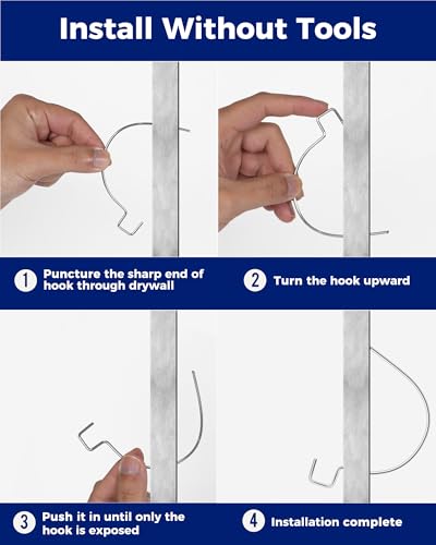 PinCute 40 PCS Heavy Duty Drywall Picture Hooks - No Nails Wall Hangers