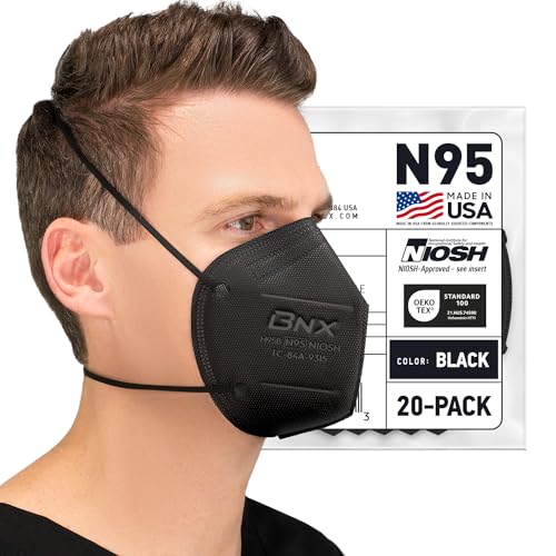 AccuMed N95 Respirator Mask Black 20-Pack NIOSH Certified Face Masks