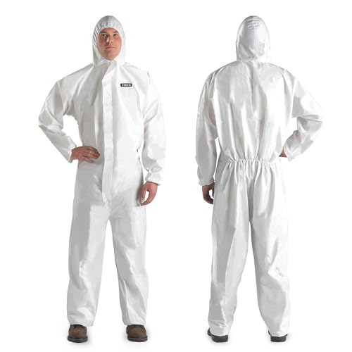 YIBER Disposable Hazmat Suit White Large 1-Piece Protective Coverall