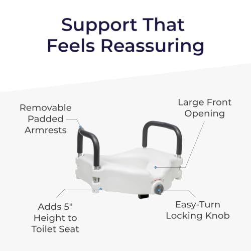 Drive Medical Standard 2-in-1 Raised Toilet Seat with Removable Padded Arms