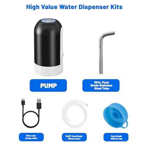 Myvision Water Dispenser for 5 Gallon Bottle, Portable USB Charging Electric Water Pump, Drinking Water Jug Pump for Home, Kitchen, Living Room, Office, Camping, Universal for 3-5 Gallon (Black)