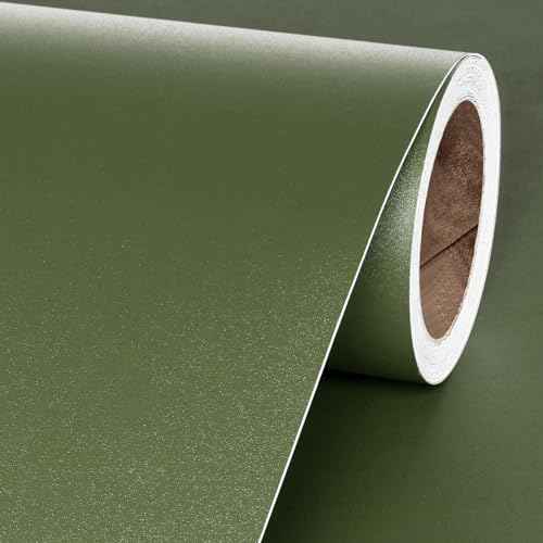 Livelynine Olive Green Wallpaper Peel and Stick Green Contact Paper Waterproof Self Adhesive Green Wall Paper for Bathroom Classroom Renter Friendly Kitchen Cabinet Vinyl Wrap for Cabinets 15.8x78.8