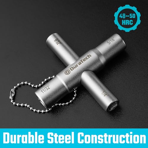 DURATECH 4 Way Sillcock Key, 1/4", 9/32", 5/16", 11/32", 1-Pack, for Valve, Faucet, and Spigots