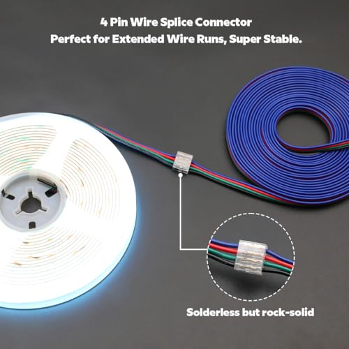SLLHUT 4-Pin Low Voltage Wire Splice Connectors for 20-24 AWG LED & RV Wiring — 10 Pcs