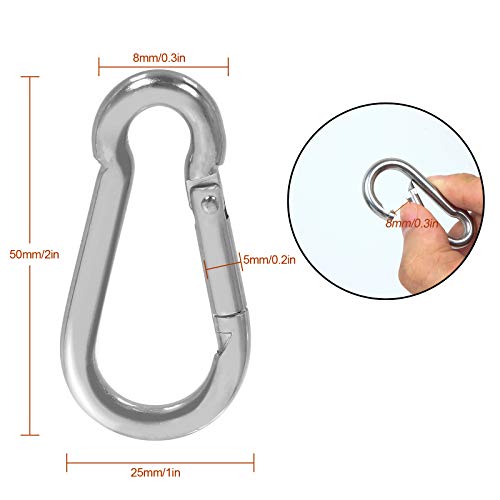 MIVIDE 50 PCS M5 x 2 Inch Spring Snap Carabiner Clips Heavy Duty Outdoor Hooks