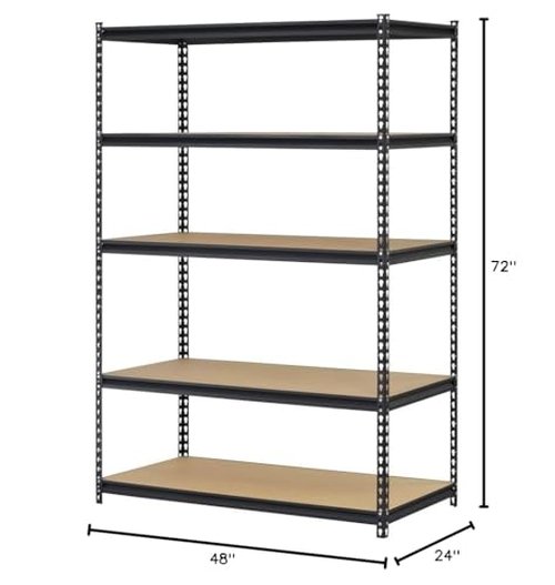 edsal UR245AZ-BLK Steel Storage Rack, 5 Adjustable Shelves, 4000 lb. Capacity, 72" Height x 48" Width x 24" Depth, Black