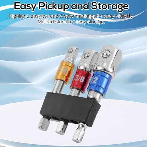 3pcs Impact Grade Socket Adapter Set, 1/2" 3/8" 1/4" Impact Driver Socket Adapter Hex Shank Drill Bit Adapters for Cordless Drill Screwdriver Power Drills