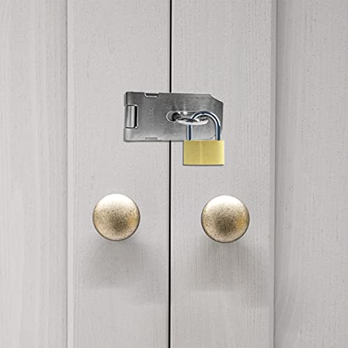 2Pcs Stainless Steel Gate Lock Hasp, Safety Packlock Clasp Lock Set for Doors, Cabinets, Closets and More (3inch-Silver)