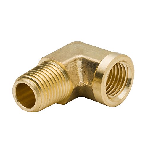 Legines 1/4 Inch Brass Street 90 Degree Elbow Pack of 2 - NPT Male to Female Fittings